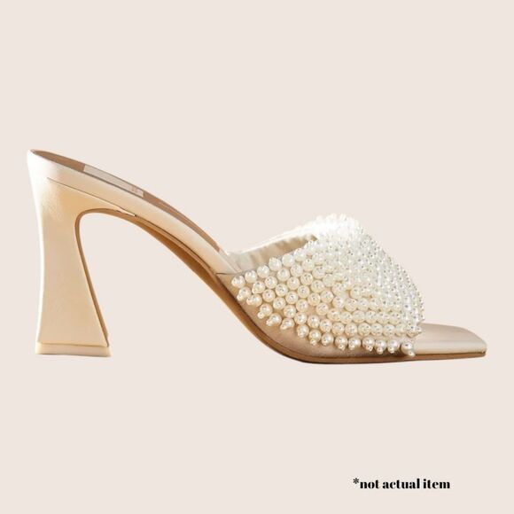 🤍 ANTHRO DOLCE VITA NANDY PEARL EMBELLISHED SLIDE MULE SANDALS HEELS SZ 6 - Picture 2 of 9